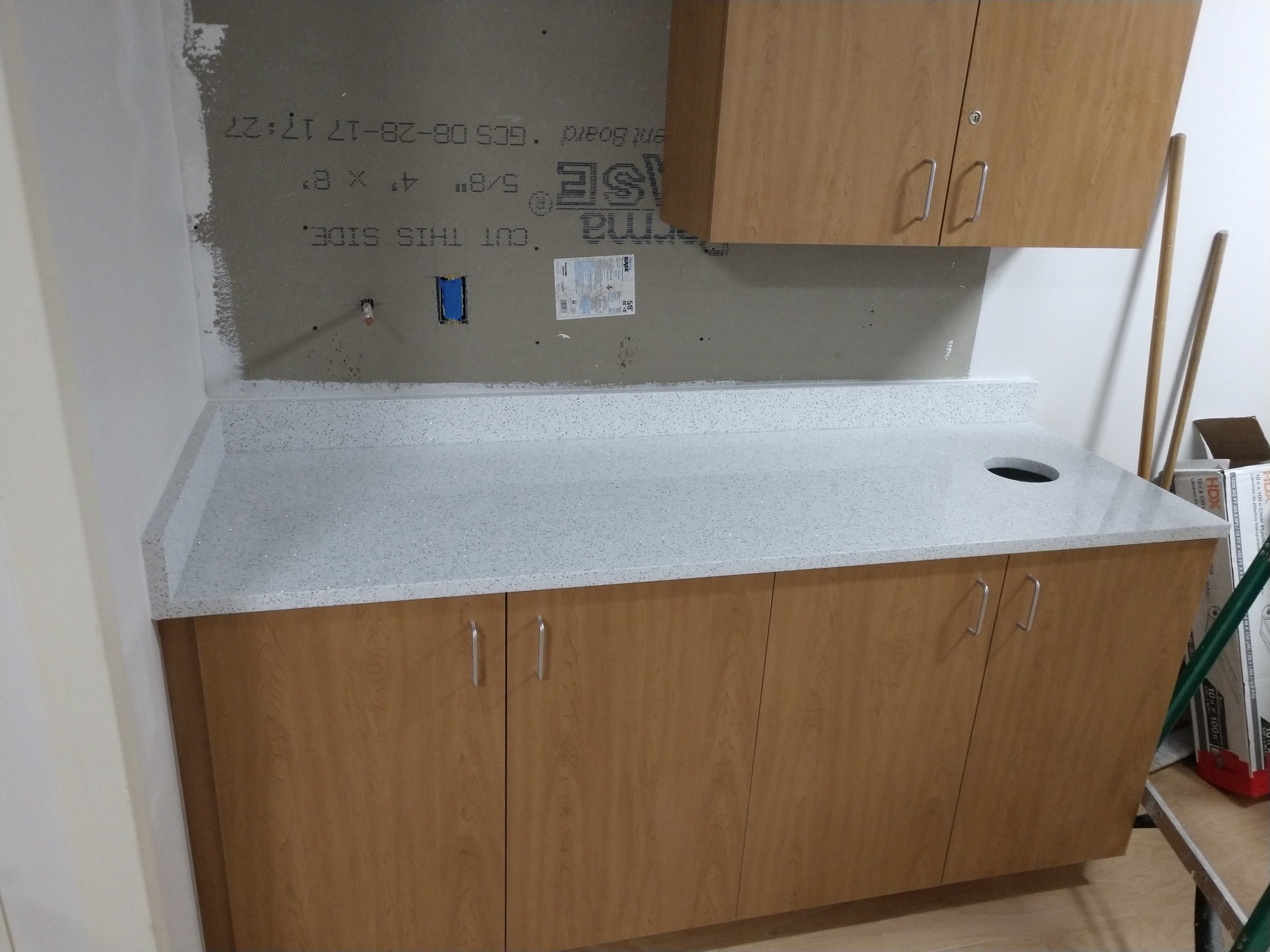 Cambria Whitney Commercial Quartz Slab Countertop Installation In