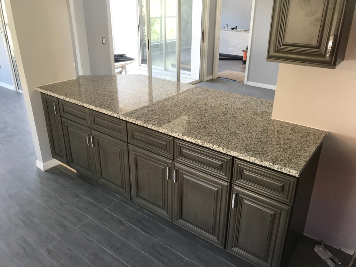 Salt And Pepper Granite Kitchen Countertop Installation In