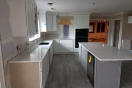 Technistone Bianco Noble Areti white quartz kitchen in Lakeland Florida