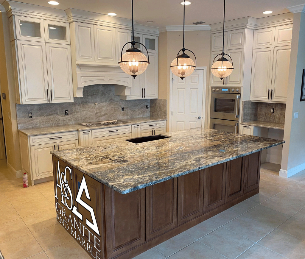 contrast-and-color-beautiful-exotic-quartzite-kitchen -with-full-height-splash