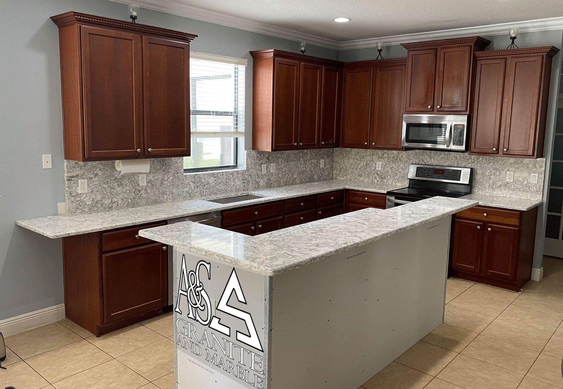 Cambria Berwyn countertops With Full Height Back Splash A&S Granite